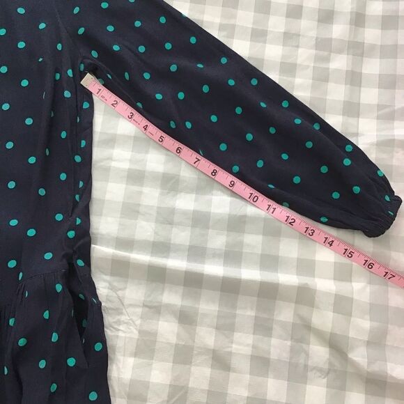 𝅺GAP polka dots long sleeves dress navy blue turquoise tunique lightweight XS - Picture 6 of 15